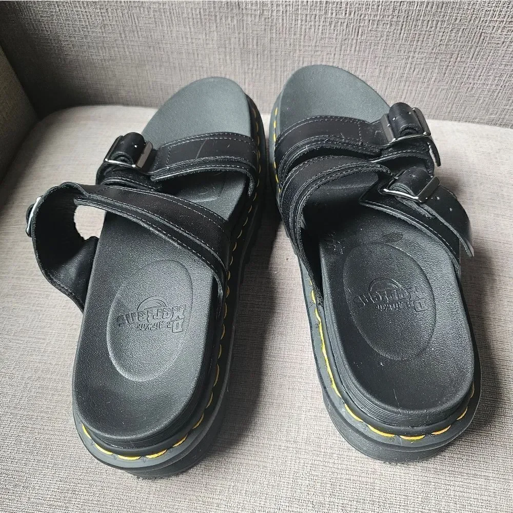 Dr Martens MYLES BRANDO LEATHER BUCKLE SLIDE SANDALS sz 11, like new